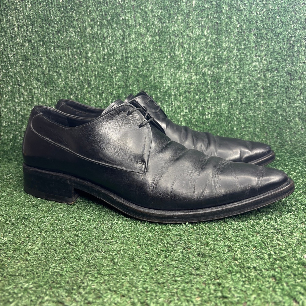 Gucci 5318 Derby Leather Pointed Toe Classic Formal Dress Shoes Black Mens Sz 9 - Picture 1 of 10